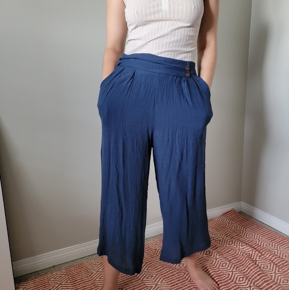 Papa Vancouver Navy Plazzo Pants w/ Pockets - Picture 2 of 10
